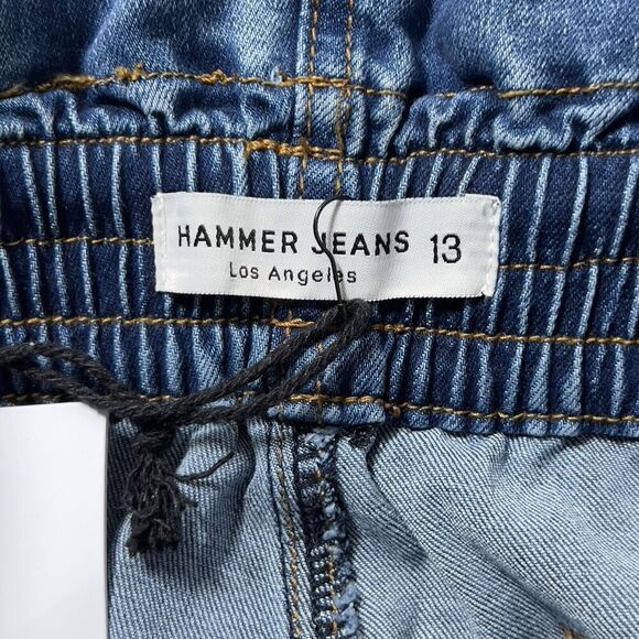 Hammer Paper Bag Jeans Junior Size 13 Blue Pull On Stretch Cropped Cuff Leg - Picture 6 of 13